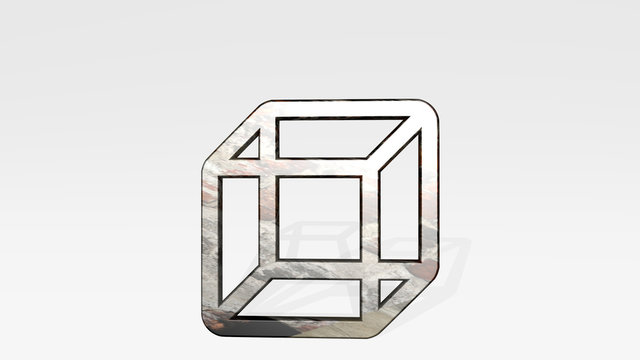 SHAPE CUBE 3D icon standing on the floor, 3D illustration for background and abstract