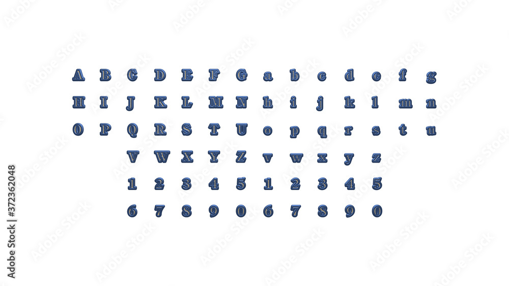 Poster full set of english alphabets in 3d illustrations which matching perspectives and lighting on each s