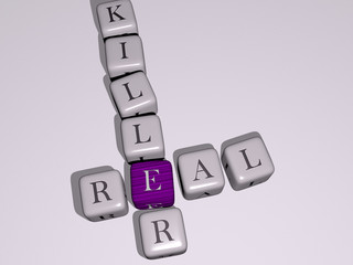 real killer crossword by cubic dice letters, 3D illustration for estate and house