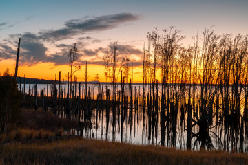 sunset over the river