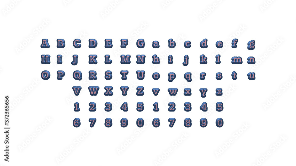 Poster full set of english letters in 3d illustrations separated to two sides for matching perspectives, li
