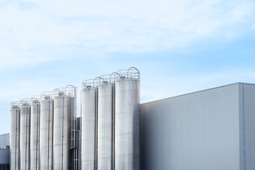 industrial metal tanks of a factory