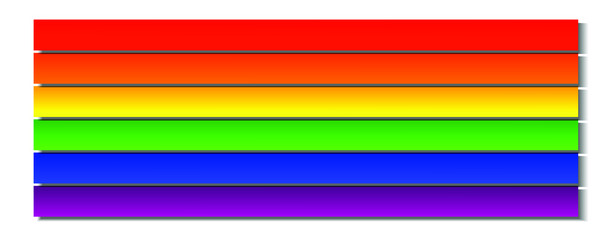 Set of rainbow realistic paper cut stripes with shadows. Rainbow LGBT pride flag. International Day Against Homophobia, Pride Month symbol. Paper layers in a material design style in horizontal view