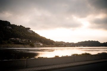 sunset over the river