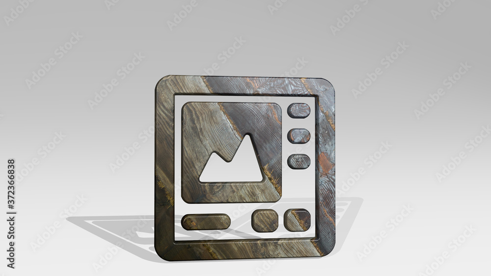 Poster design tool layout 3d icon standing on the floor, 3d illustration for background and abstract