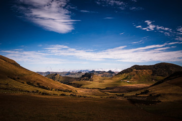 Fototapeta na wymiar Paisajes del parque Nacional los Nevados PNN, nevado del Ruiz, el Cisne, montalas de Colombia, Antioquia, Quindio, Caldas y Risaralda
