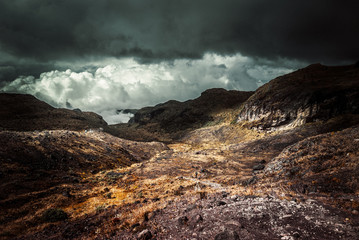 Paisajes del parque Nacional los Nevados PNN, nevado del Ruiz, el Cisne, montalas de Colombia, Antioquia, Quindio, Caldas y Risaralda