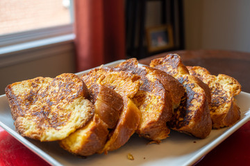 Homemade Challah French Toast made with a vanilla batter