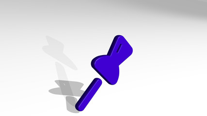 PIN 3D icon casting shadow, 3D illustration for map and background