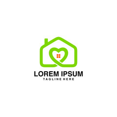 House With Hearts For Family Logo Vector Illustration Icon