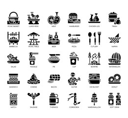 Set of picnic thin line and pixel perfect icons for any web and app project.
