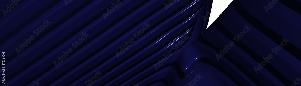 Aufkleber ultra wide 3d illustration of a geometrical shape of midnight blue color on a white abstract backgro