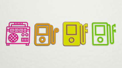 WALKMAN 4 icons set, 3D illustration