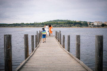 young couple on the pier