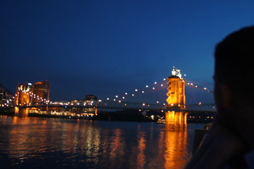 Fototapeta na wymiar John A. Roebling Suspension Bridge, Cincinnati, Ohio