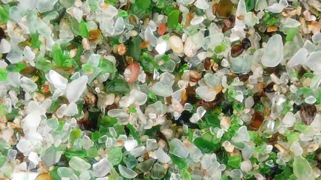 Remote beach with small glass stones.  Laxe. Galicia,Spain