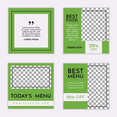 Food social media banners post template set for business promotion