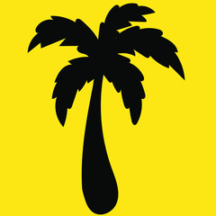 Hawaiian Palm Tree Tropical Floral Pattern On Yellow Background. Tropical Flower Patterns
