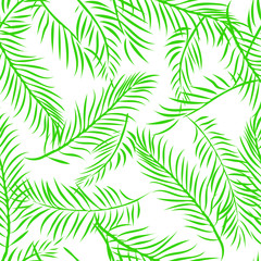 Naklejka na ściany i meble Hawaiian Palm Trees Tropical Green Floral Pattern On white Background. Tropical Flower Seamless repeat patterns