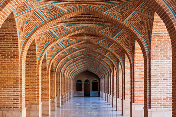 Arcade of the Blue Mosque or Kabud Mosque of Tabriz, Iran