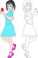 Woman use telephone for selfie