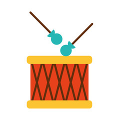 drum and sticks icon, flat style