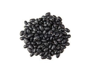 black beans isolated on white background. top view