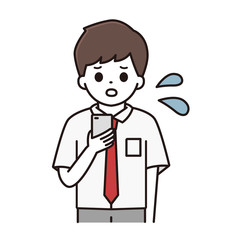 男子学生 スマートフォン イラスト