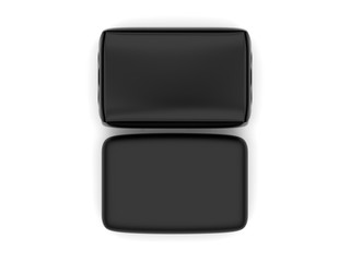 Blank soap packaging and soap bar for mockup design and branding. 3d render illustration.