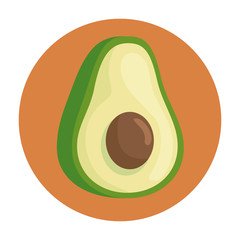 fresh avocado vegetable on round frame vector illustration design