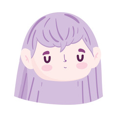 Fototapeta premium cartoon face cute girl color hair isolated icon design over white background