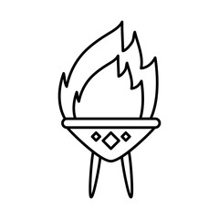 egypt sacrificial fire icon, line style