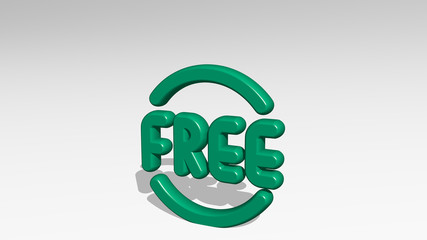 TAG FREE CIRCLE 3D icon casting shadow, 3D illustration for sign and banner