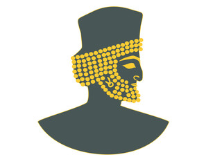 Vector of the figurehead of Persian Achaemenid king, Shah Darius - obrazy, fototapety, plakaty