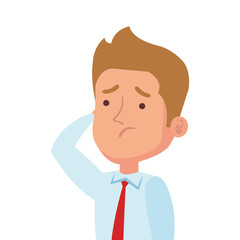 picture, businessman worried in white background vector illustration design
