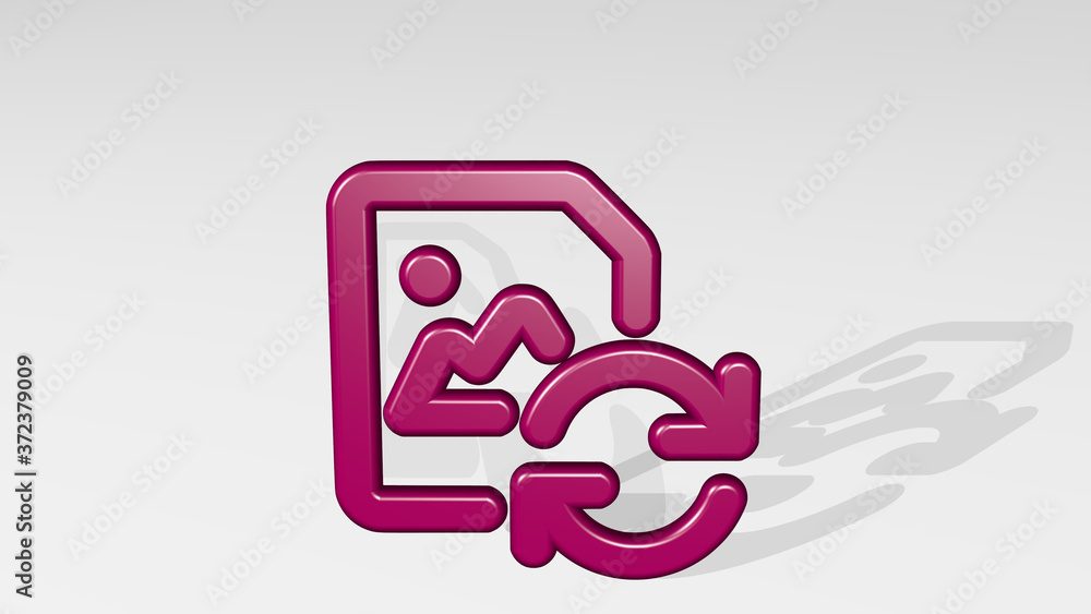 Poster image file sync 3d icon casting shadow, 3d illustration for background and business