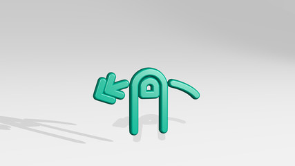 GESTURE SWIPE HORIZONTAL LEFT 3D icon casting shadow, 3D illustration for background and hand