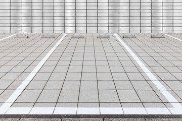 Empty car parking, Car parking lot with white mark, Parking lane outdoor in public park