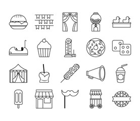 megaphone and fair icon set, line style © Jeronimo Ramos