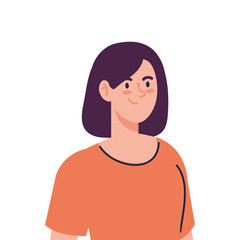 pretty young woman on white background vector illustration design