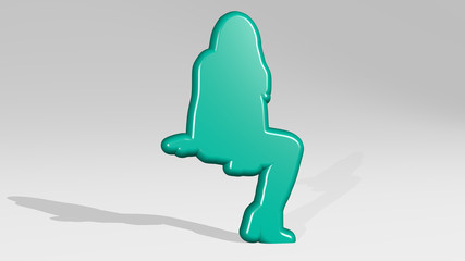 girl siting with high heels 3D icon casting shadow, 3D illustration for beautiful and background