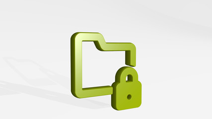 Fototapeta premium folder lock alternate 3D icon casting shadow, 3D illustration for business and background