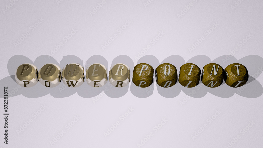 Poster combination of powerpoint built by cubic letters from the top perspective, excellent for the concept