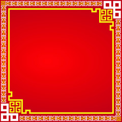 Chinese happy new year red boarder frame tree flower lantern and decoration design element vector illustration