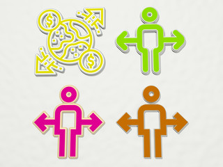 EXPANSION 4 icons set, 3D illustration for background and business