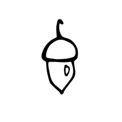 Hand drawn autumn doodle acorns
