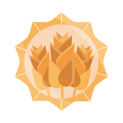 spikelets of wheat cereal emblem flat icon design