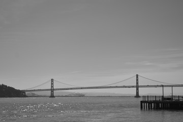 Fototapeta na wymiar The Oakland Bridge in Black and White