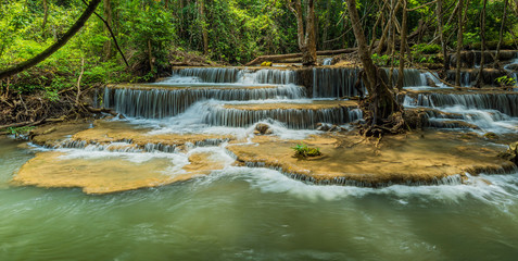 Huai Mae Khamin waterfall at Kanchanaburi , Thailand , beautiful waterfall, forest,
