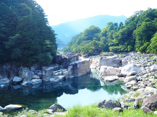 Nezamenotoko Gorge view in Kiso, Agematsucho, Japan　木曽八景　寝覚の床